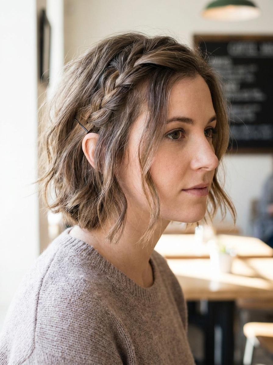 Short Bob mit Mini Side Braid als Back to School Hairstyles Inspiration 2026